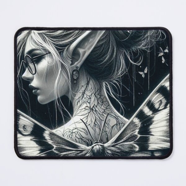 Item preview, Mystic Elf and Lunar Moth – Dark Fantasy Gothic Illustration designed and sold by Lykaon Art.