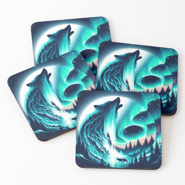 Item preview, Aurora Borealis Eclipse and Wolf, Ai Generated Art   designed and sold by ACC .