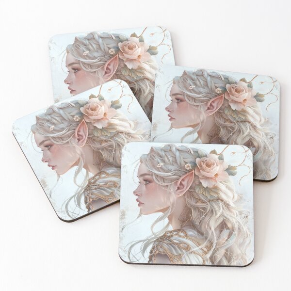 Item preview, Goldflor – elf profile in bloom and ornament designed and sold by CosmicGlyph.