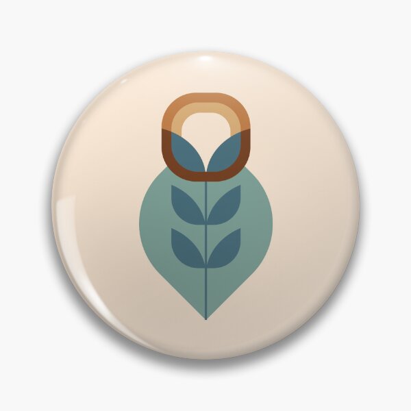 Item preview, Retro Mid Century Modern Flowers - Blue, chocolate browns, beige designed and sold by JMgraphic.
