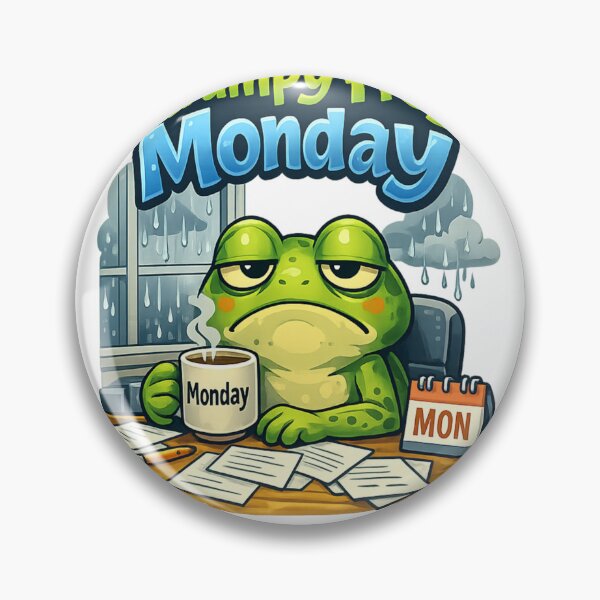 Item preview, Grumpy Frog Monday Funny Cartoon – Relatable Monday Mood Frog Meme Design designed and sold by ArtWaveStudio8.