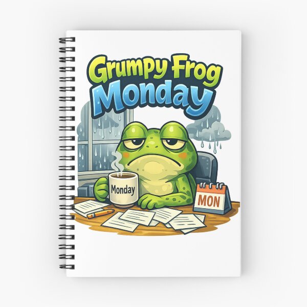 Item preview, Grumpy Frog Monday Funny Cartoon – Relatable Monday Mood Frog Meme Design designed and sold by ArtWaveStudio8.