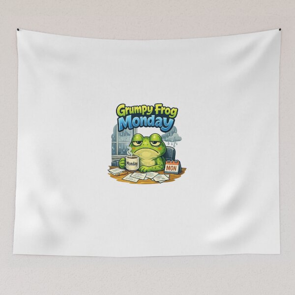 Item preview, Grumpy Frog Monday Funny Cartoon – Relatable Monday Mood Frog Meme Design designed and sold by ArtWaveStudio8.