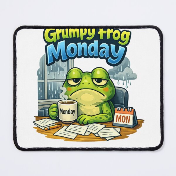 Item preview, Grumpy Frog Monday Funny Cartoon – Relatable Monday Mood Frog Meme Design designed and sold by ArtWaveStudio8.