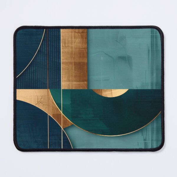 Item preview, Abstract geometric composition with semicircles in blue and gold designed and sold by CosmicGlyph.