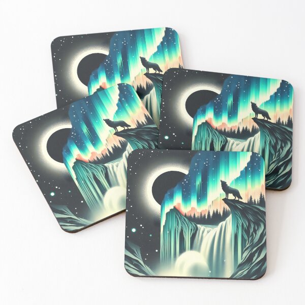 Item preview, Aurora Borealis Eclipse and Wolf, Ai Generated Art   designed and sold by ACC .
