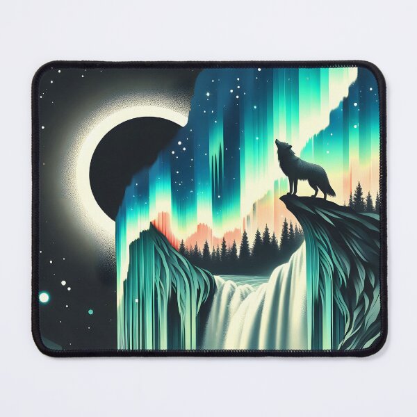 Item preview, Aurora Borealis Eclipse and Wolf, Ai Generated Art   designed and sold by ACC .