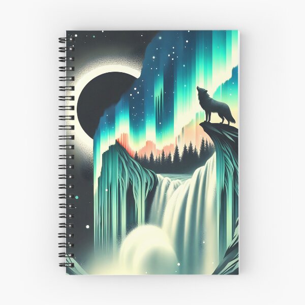 Item preview, Aurora Borealis Eclipse and Wolf, Ai Generated Art   designed and sold by ACC .