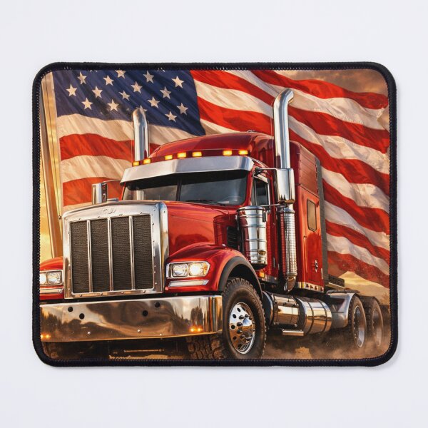 Item preview, American Flag Semi Truck – Patriotic Big Rig 3/4 Front View designed and sold by Creative Design Studio.