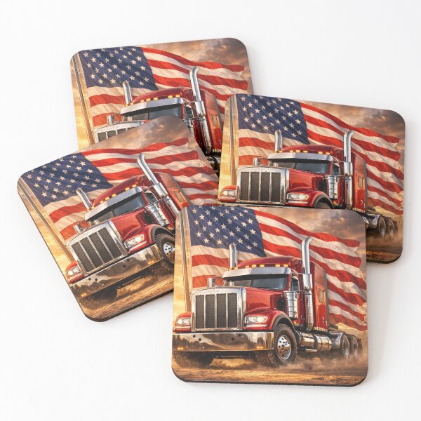 Item preview, American Flag Semi Truck – Patriotic Big Rig 3/4 Front View designed and sold by Creative Design Studio.