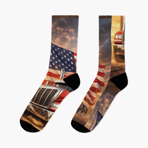 Item preview, American Flag Semi Truck – Patriotic Big Rig 3/4 Front View designed and sold by Creative Design Studio.