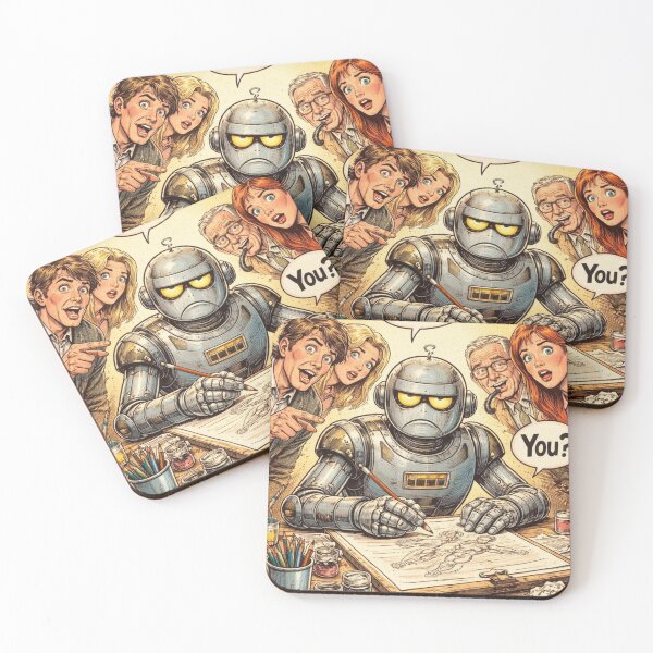 Item preview, Wait, YOU? Human Surprise at Robot AI Art - Vintage Graphic Tee designed and sold by leonardopintos.