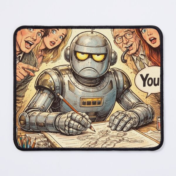 Item preview, Wait, YOU? Human Surprise at Robot AI Art - Vintage Graphic Tee designed and sold by leonardopintos.