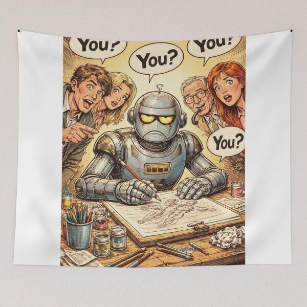 Item preview, Wait, YOU? Human Surprise at Robot AI Art - Vintage Graphic Tee designed and sold by leonardopintos.