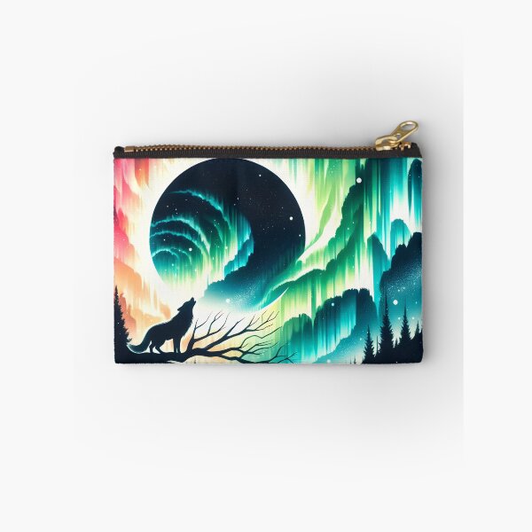 Item preview, Aurora Borealis Eclipse and Wolf, Ai Generated Art   designed and sold by ACC .