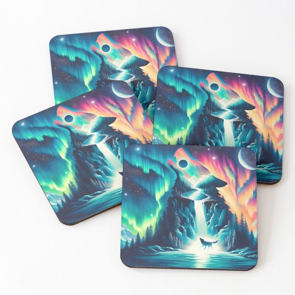 Item preview, Aurora Borealis Eclipse and Wolf, Ai Generated Art   designed and sold by ACC .