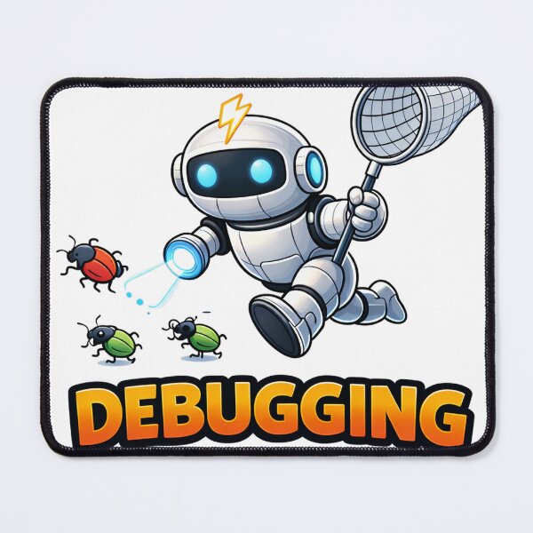 Item preview, Debugging Robot Funny Programmer Bug Hunter designed and sold by the-dovlat.
