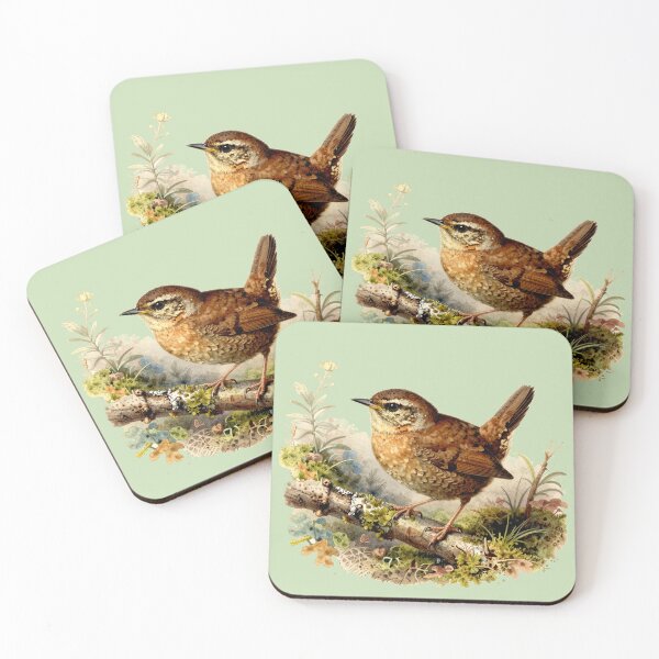 Item preview, Eurasian Wren on Mossy Branch – Vintage Natural History Bird Illustration designed and sold by AnimalAirtistry.