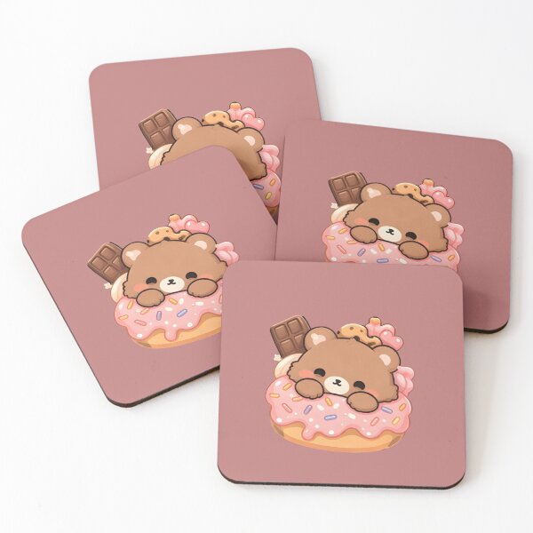 Item preview, Adorable Kawaii Bear in Strawberry Donut designed and sold by Trendora90.