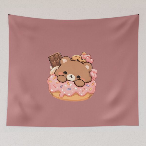 Item preview, Adorable Kawaii Bear in Strawberry Donut designed and sold by Trendora90.