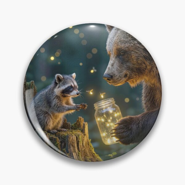 Item preview, Bear Giving Fireflies in a Jar to a Raccoon designed and sold by Maria Dryfhout.