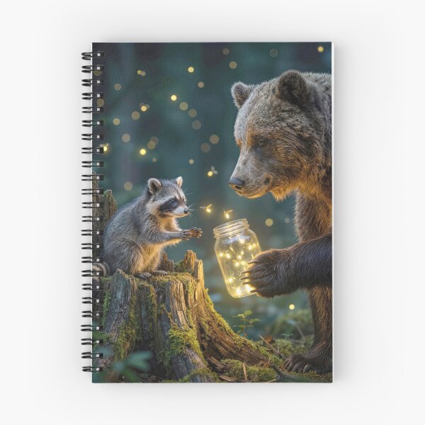 Item preview, Bear Giving Fireflies in a Jar to a Raccoon designed and sold by Maria Dryfhout.