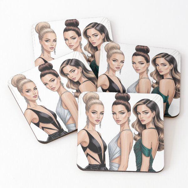 Item preview, Fashion illustration with three women designed and sold by BenCoStyle.