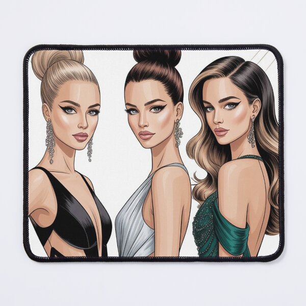 Item preview, Fashion illustration with three women designed and sold by BenCoStyle.