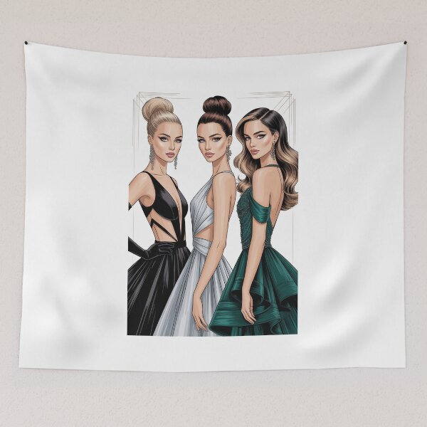 Item preview, Fashion illustration with three women designed and sold by BenCoStyle.