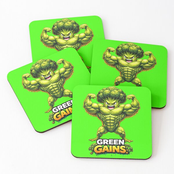 Item preview, Green Gains – Broccoli Bodybuilder Vegan Fitness Design designed and sold by Gym4Studio.
