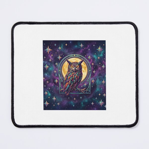 Item preview, Celestial Owl Sentinel – Psychedelic Cosmic Moon Art designed and sold by RonBear-Designs.