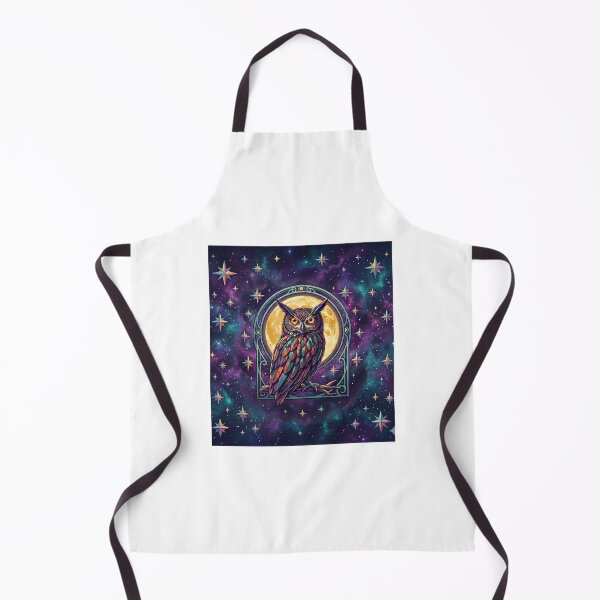 Item preview, Celestial Owl Sentinel – Psychedelic Cosmic Moon Art designed and sold by RonBear-Designs.