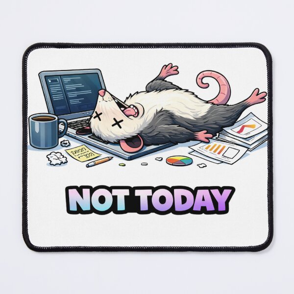 Item preview, Not Today Funny Lazy Possum Work Meme designed and sold by the-dovlat.