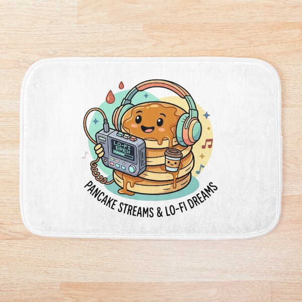Aperçu de l'œuvre Kawaii Pancake Lo-Fi beats mignon esthétique petit-déjeuner et amateur de musique créée et vendue par Naviora.