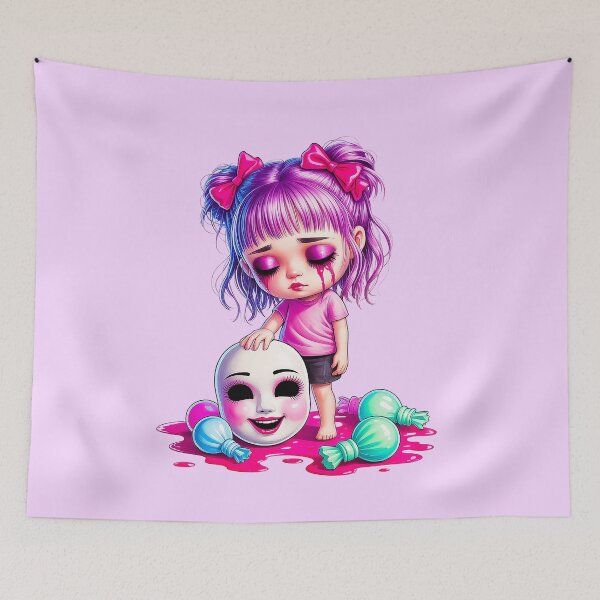 Item preview, Pastel Goth Crybaby Doll With Creepy Candy Mask designed and sold by Amanda's Factory.
