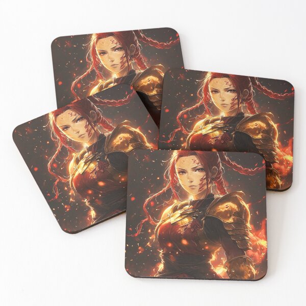 Item preview, Fire Warrior Anime Girl – Fiery Fantasy Knight Illustration designed and sold by PoutyPastel.