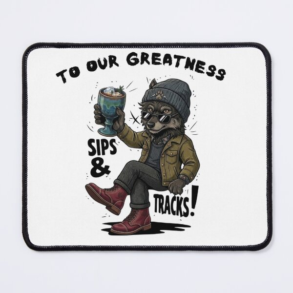 Item preview, Sips and Tracks Cool Wolf Cartoon designed and sold by ikaysCreative.