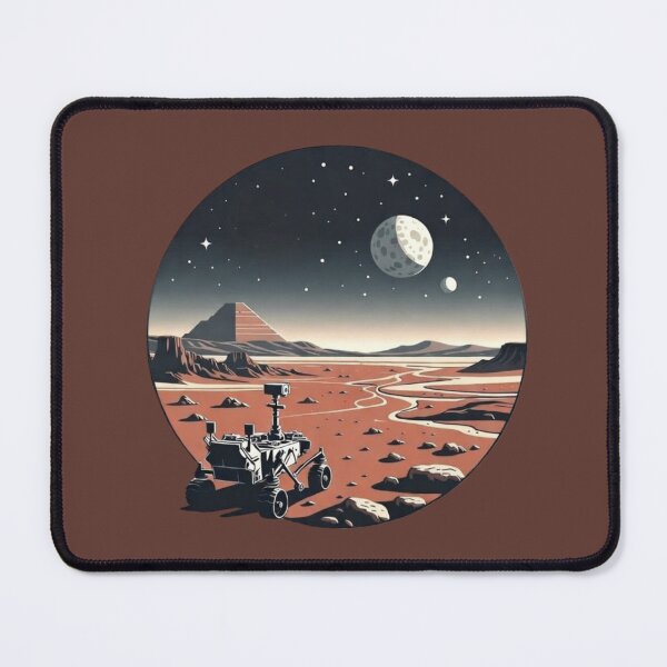 Item preview, Mars Rover Under Dual Moons Emblem – Red Planet Medallion designed and sold by SilentPowerArt.