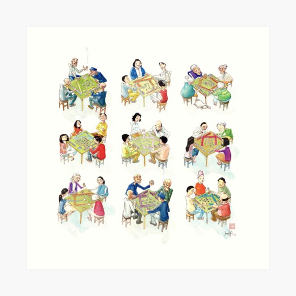 Playing Mahjonng Art Print