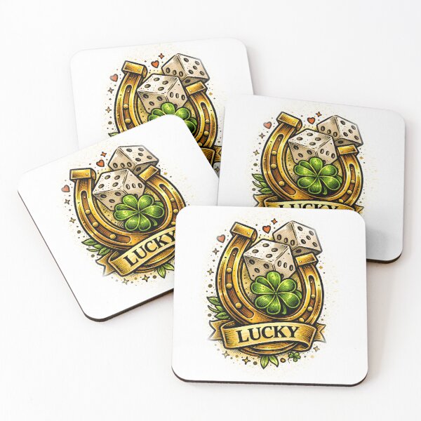 Item preview, Lucky Horseshoe with Four Leaf Clover and two dices – Irish Luck St Patrick’s Day Design designed and sold by Bure-NS.