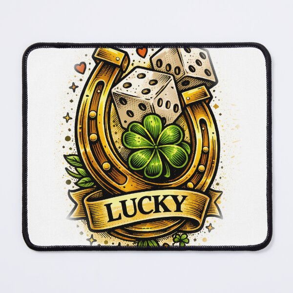 Item preview, Lucky Horseshoe with Four Leaf Clover and two dices – Irish Luck St Patrick’s Day Design designed and sold by Bure-NS.