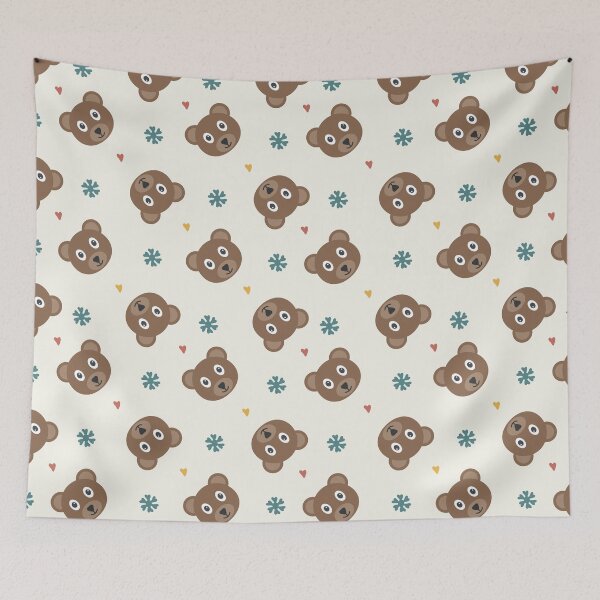 Item preview, Cute Brown Bear and Hearts Boho Woodland Seamless Pattern designed and sold by koohstudio.