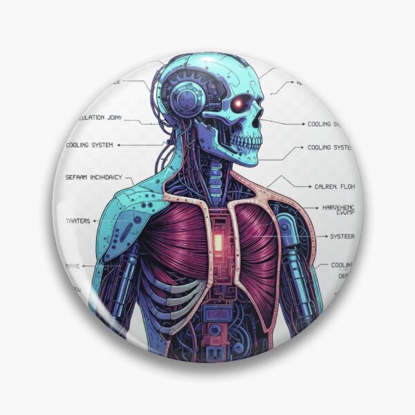 Item preview, Cyberpunk Cyborg Anatomy Diagram – Futuristic Robot Blueprint Poster designed and sold by ahfas86.