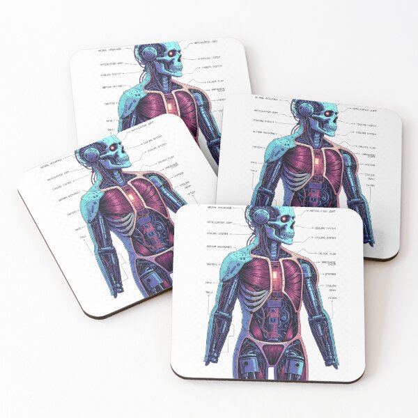 Item preview, Cyberpunk Cyborg Anatomy Diagram – Futuristic Robot Blueprint Poster designed and sold by ahfas86.