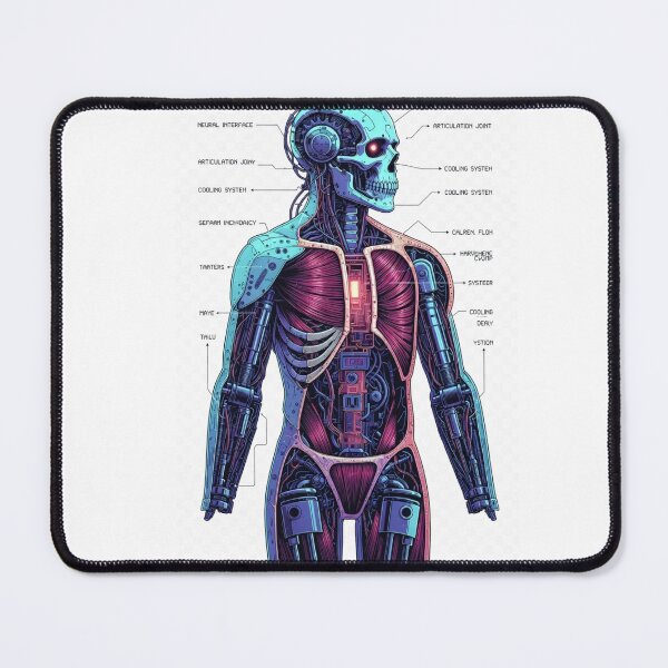Item preview, Cyberpunk Cyborg Anatomy Diagram – Futuristic Robot Blueprint Poster designed and sold by ahfas86.