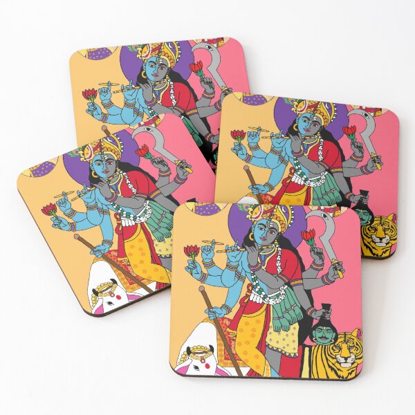 Item preview, Krishna Kali Divine Design – Unique Hindu Spiritual Art Illustration designed and sold by Harshit_Digital_Arts.
