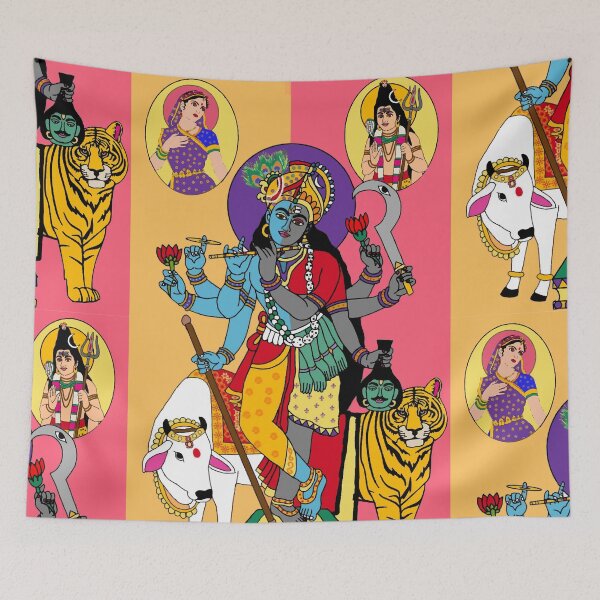Item preview, Krishna Kali Divine Design – Unique Hindu Spiritual Art Illustration designed and sold by Harshit_Digital_Arts.