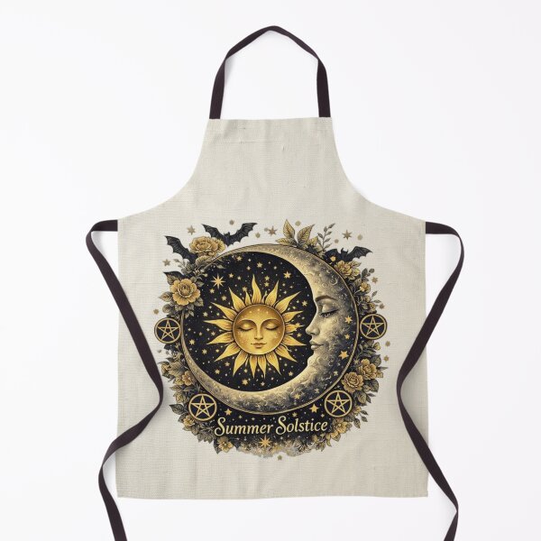 Item preview,  Witchy Summer Solstice Celestial Sun & Moon With Pentagrams Bats and Flowers designed and sold by MysticOzzy.