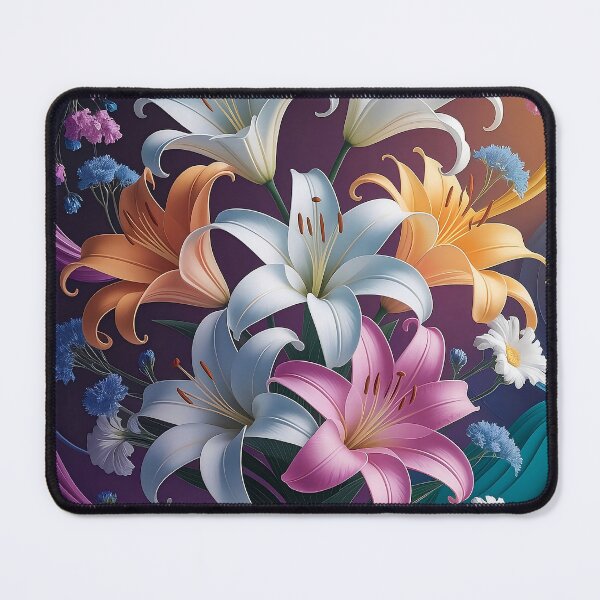 Item preview, Lily Coloring Book Cover - Alphonse Mucha Style Floral Art with Psychedelic Background designed and sold by Pro AguiZoul Art.