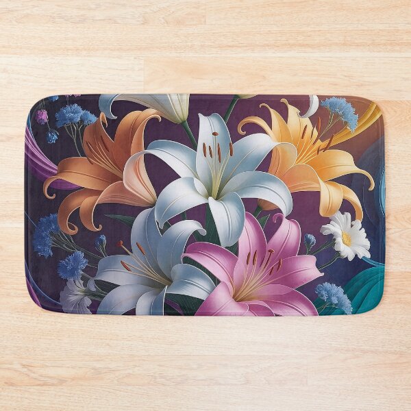 Item preview, Lily Coloring Book Cover - Alphonse Mucha Style Floral Art with Psychedelic Background designed and sold by Pro AguiZoul Art.